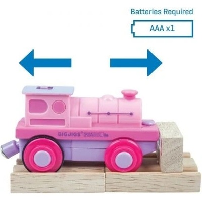 Bigjigs Toys - Дървен локомотив на батерия - Розов