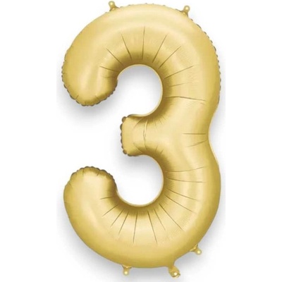 PartyDeco Balónek fóliový číslo 3 zlatá 86 cm