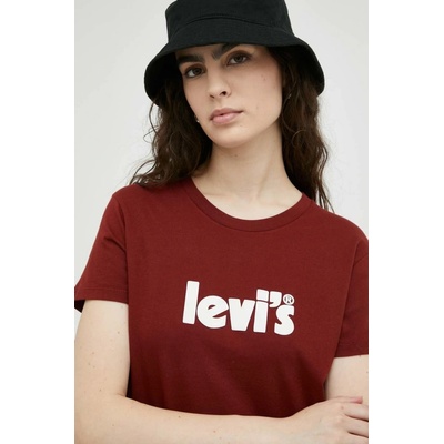 Levi's Bavlnené tričko bordová