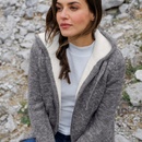 Blancheporte Striekaný sveter na zips so syntetickou kožušinou sivý melír