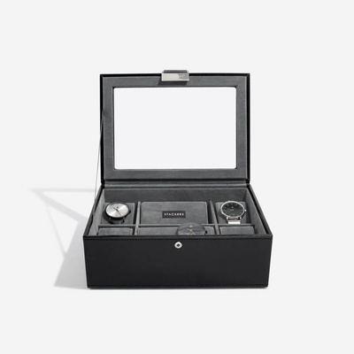 Stackers kazeta na hodinky Black 8 Piece Watch Box černá