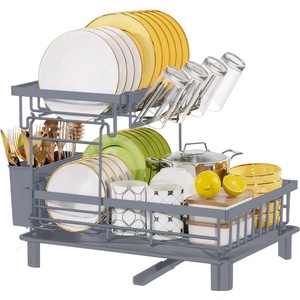 HAUSROLAND Сушилник за съдове HausRoland HR306-4, 2 нива, 48.5 х 33 х 32.5 см, Сив