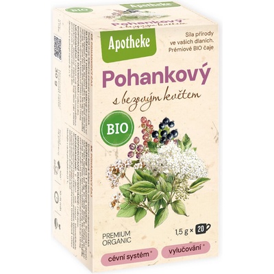 Apotheke BIO Pohankový čaj s bezovým květem nálevové sáčky 20 x 1,5 g
