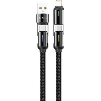 DeTech Кабел за данни DeTech DE-55UCI, 4в1 USB-Lightning/Type-C Type-C - Type-C Type-C - Lightning, 1.0m, Black - 40536 (de-40536)