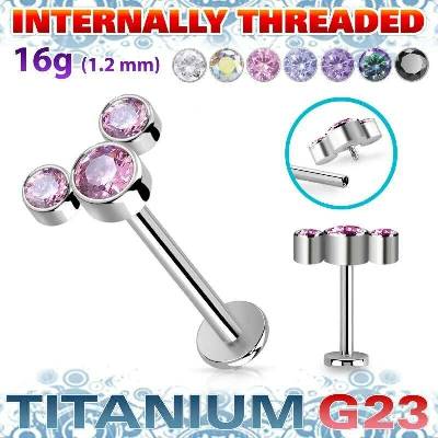 InfinityPierce Titanový piercing G23 se třemi kulatými krystaly ULBIN9
