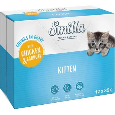 Smilla Kitten kousky v omáčce se zeleninou kuřecí s mrkví 24 x 85 g