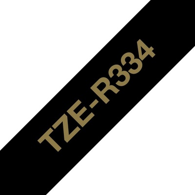 Brother TZE-R334 zlatý tisk/černý podklad 12 mm x 4 m originální páska