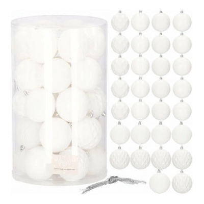 SPRINGOS Vánoční baňky bílé mix 8cm sada 30ks CA0878-XG