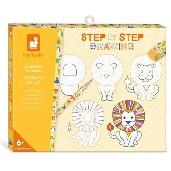 Janod Atelier Стъпка по стъпка Креативен комплект Рисуване стъпка по стъпка Животни