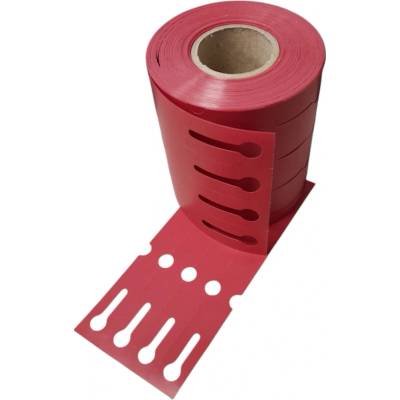 Plastová Etiketa záhradnícka 25 mm x 250 mm, 4 - Produkcia, Polypropylén, Bordová, Dutinka 40 mm, 500 ks/kotúč, Priemer kotúča 92 mm