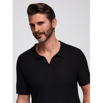 Ombre Clothing Мъжка плетена поло риза без копчета - черна Ombre Clothing | Cheren | МЪЖЕ | S