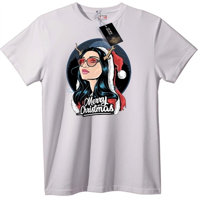 NOONEBRAND Коледна тениска с еленови рога - L, White