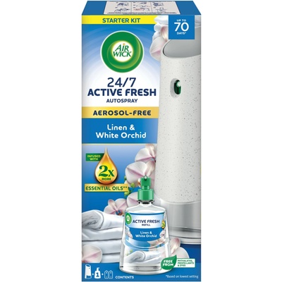 Air Wick Active Fresh Автоматичен освежител за въздух памук и бяла орхидея с пълнител 228 мл (3320477)