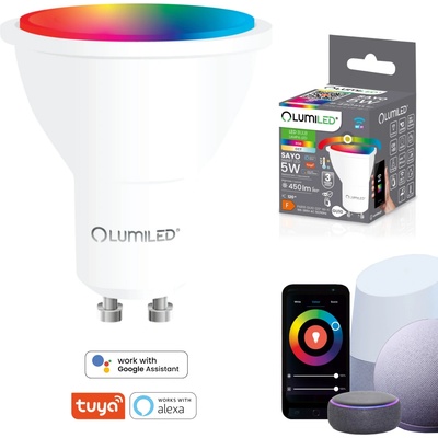 Lumiled LED žiarovka GU10 5W 450lm RGB CCT Stmievateľná Smart TUYA WiFi SMART SAYO