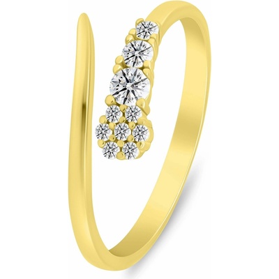 Brilio Silver pozlátený otvorený prsteň so zirkónmi RI153Y
