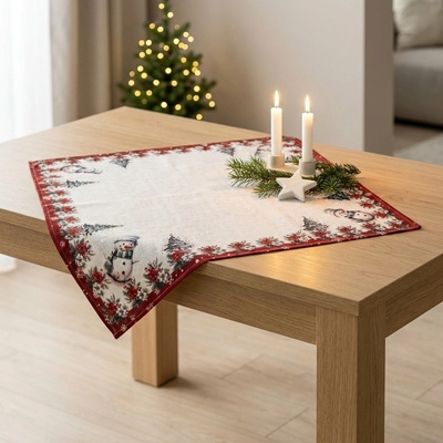 Forbyt Kuchyňský ubrus vánoční CYH5933GC sněhulák vínová 85x85cm