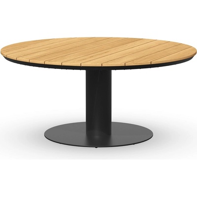 TIERRA MORENO jídelní stůl teak 150 cm kulatý 68 cm šedá charcoal deska teak
