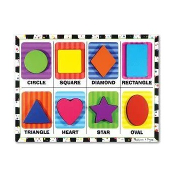 Melissa & Doug Детски дървен пъзел Melissa&Doug, Фигури, 8 части, 22.86 x 30.48 x 2.54 см, 000772137300
