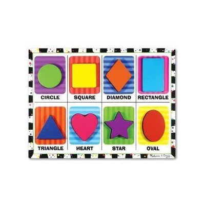 Melissa & Doug Детски дървен пъзел Melissa&Doug, Фигури, 8 части, 22.86 x 30.48 x 2.54 см, 000772137300