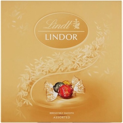 Lindt Lindor Směs mléčné, bílé a hořké čokolády s jemnou tekutou náplní 150 g