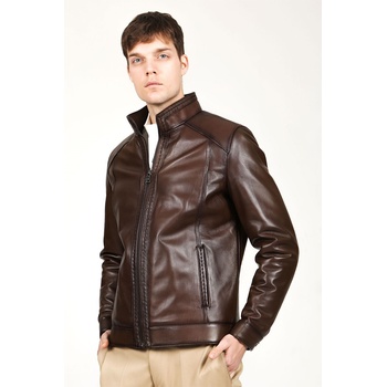 Jacket Club Мъжко яке от естествена кожа e-2002/a - Кафяво #318658 (318658_Кафяво)
