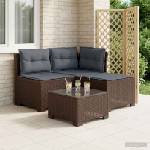 vidaXL Пейка за градина с Cushions във вид на ратан 3-местен ПП Кафяво (8011911)