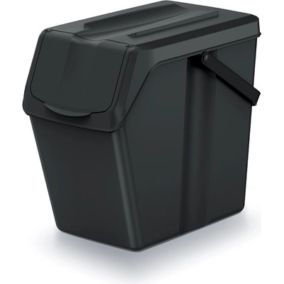 Prosperplast Odpadkový koš SORTIBOX II recyklovaně černý, 25 L, sada 4 ks
