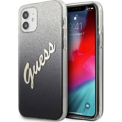 GUESS Калъф Guess Glitter Gradient Script за iPhone 12 Mini , Сив / Черен (GUE001087)