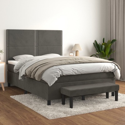 Petrashop 3137786 boxspring postel s matrací tmavě šedá samet