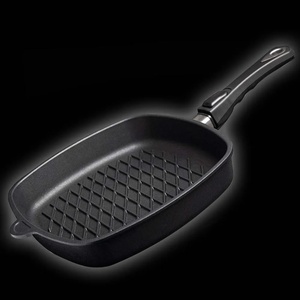AMT 28 х 28 квадратен грил - тиган AMT Gastroguss с мобилна дръжка (AMTE285BBQZ20B)
