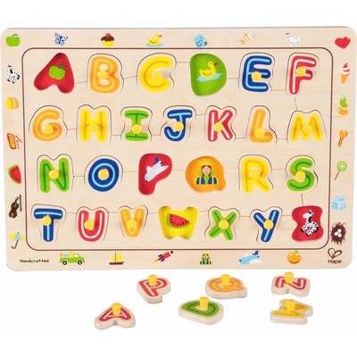 Hape Дървен пъзел с дръжки Hape - Азбука (H1501)