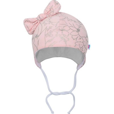 Dětská bavlněná čepička s mašličkou NEW BABY NUNU růžová