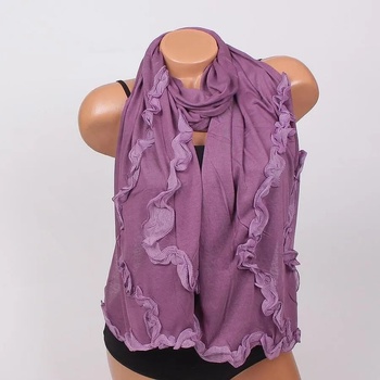 Image 1 of Стилен дамски шал в лилаво и къдри