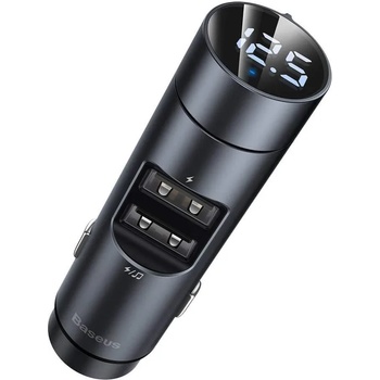 Baseus Energy Column Bluetooth FM Transmitter - блутут FM трансмитер и зарядно за кола за мобилни устройства (тъмносив)