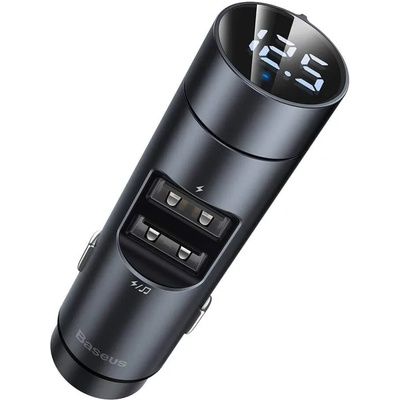 Baseus Energy Column Bluetooth FM Transmitter - блутут FM трансмитер и зарядно за кола за мобилни устройства (тъмносив)