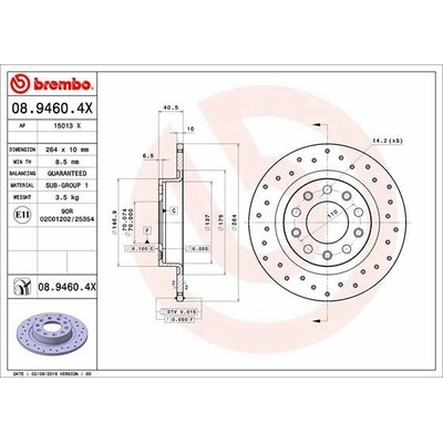 BREMBO brzdový kotúč 08.9460.4X, súprava 2 ks
