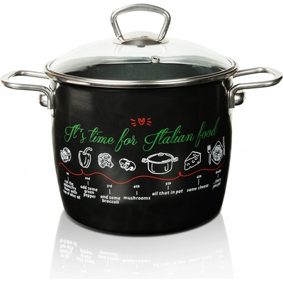 Metalac Italy, smaltovaný vysoký hrnec se skleněnou poklicí 20 cm, 5,1 l