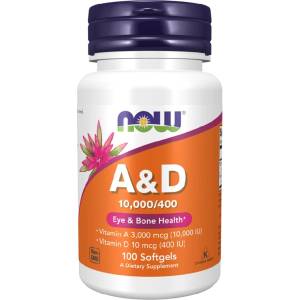 NOW NOW Vitamin A & D 10, 000/400 IU, 100 Softgels