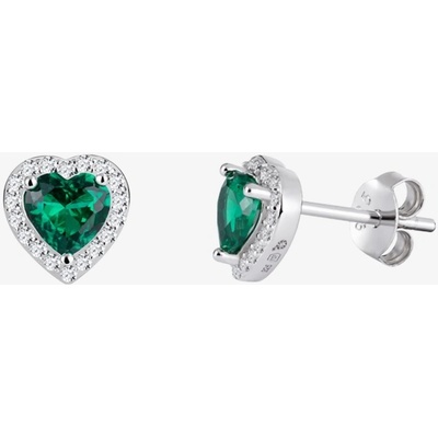 Preciosa stříbrný Velvet Heart srdce s kubickou zirkonií Preciosa esmerald 5371 66