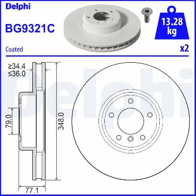 DELPHI Brzdový kotúč BG9321C