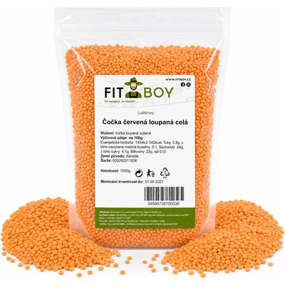 Fitboy Čočka červená loupaná celá 1 kg