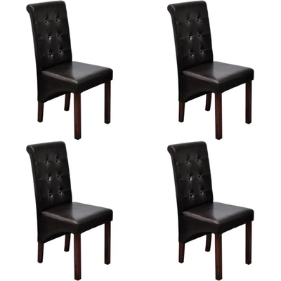 vidaXL Трапезни столове, 4 бр, кафяви, изкуствена кожа (160319)