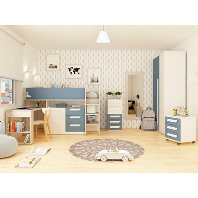 TRS SPAIN Aldo Dětský pokoj s multifunkční postelí Mety wave modrá – Zboží Mobilmania