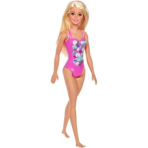 Barbie Mattel Barbie кукла плаж - Блондинка в тъмно розов бански (DWK00) (93456)
