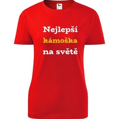 Červené dámské tričko nejlepší kámoška na světě dárek pro kamarádku na památku