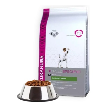 EUKANUBA Jack Russel terrier - Пълноценна суха храна за енергични кучета порода Джак Ръсел с пилешко и пуешко, 2 кг