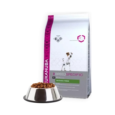 EUKANUBA Jack Russel terrier - Пълноценна суха храна за енергични кучета порода Джак Ръсел с пилешко и пуешко, 2 кг