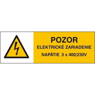 ALFA reklama Samolepka "Pozor elektrické zariadenie napätie 3x400/230V" žltá 105x35mm