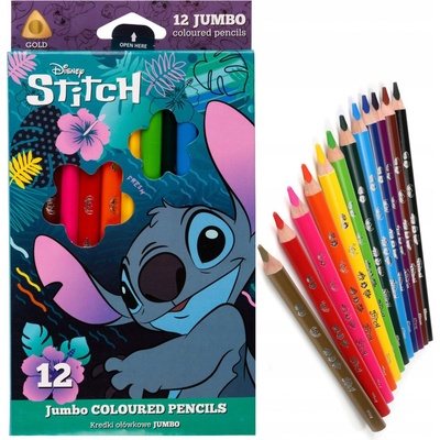 Colorino pastelky trojhranné JUMBO Stitch, 12 barev