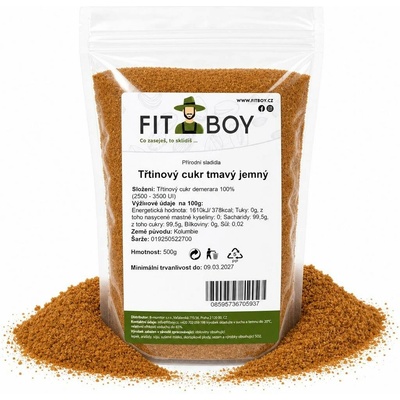 FITBOY Třtinový cukr tmavý jemný 500 g